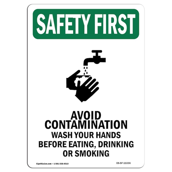 OSHA Sign, Avoid Contamination W/ Symbol, 24in X 18in Rigid Plastic, 18" W, 24" L, Portrait